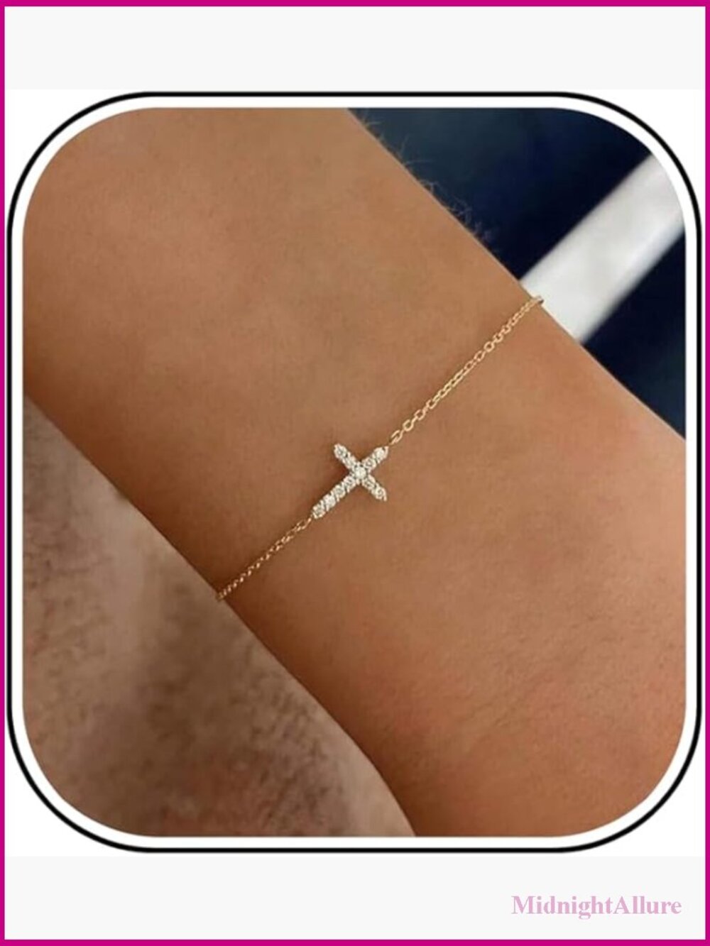 Dainty Gold Cross Bracelet 14K Gold Plated Beaded Bracelet Trendy Stack Pearl